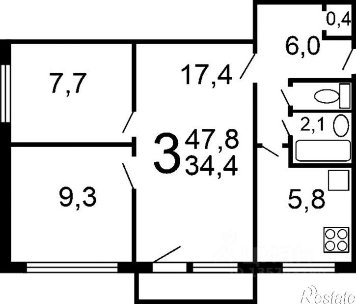 3-комн квартира Кроноцкая улица, 2,  д. 2