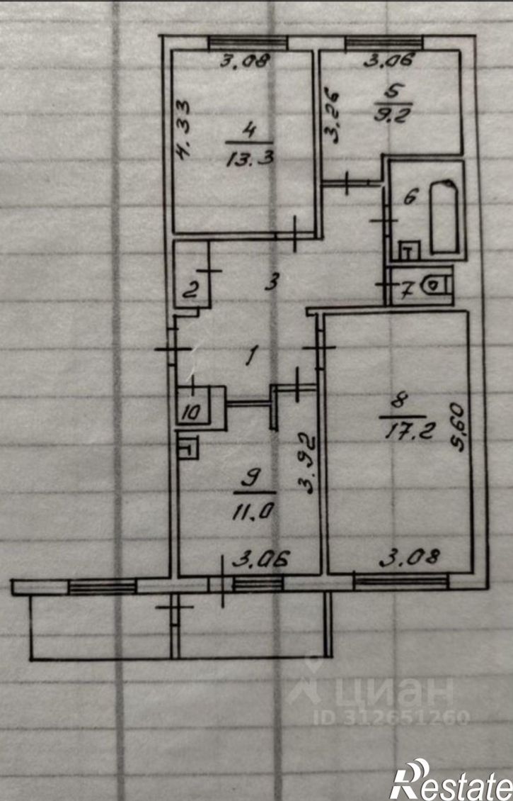 3-комн квартира улица Карбышева, 3,  д. 3