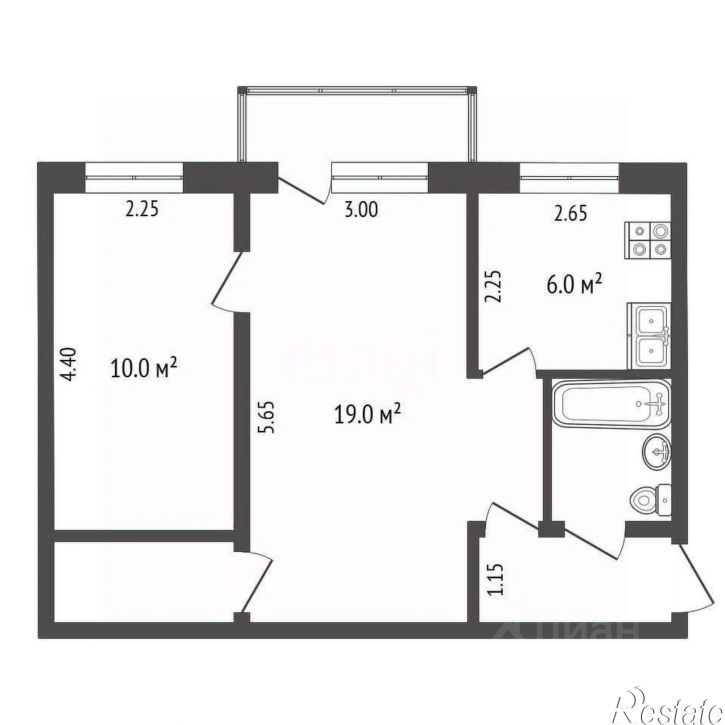 2-комн квартира улица Кутузова, 12Б,  д. 12Б