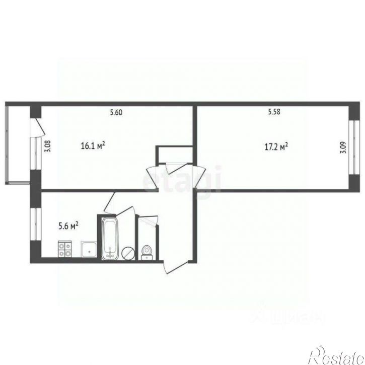 2-комн квартира