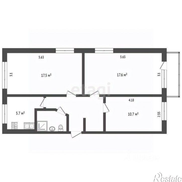 3-комн квартира проспект Циолковского, 11,  д. 11