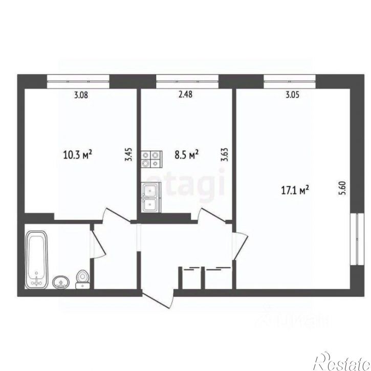 2-комн квартира улица Автомобилистов, 7,  д. 7